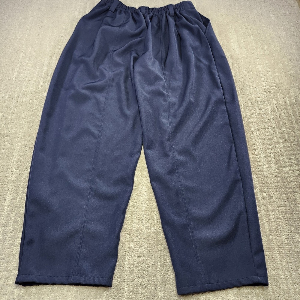 Halara Pants Women Medium High Waisted Barrel Leg Pleated Trouser Navy Blue NEW - Picture 10 of 11